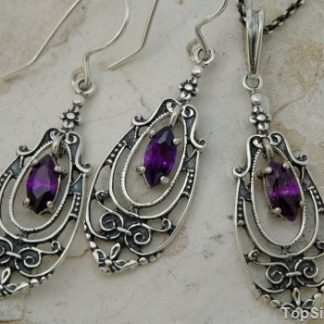 MORA - srebrny komplet z ametystem