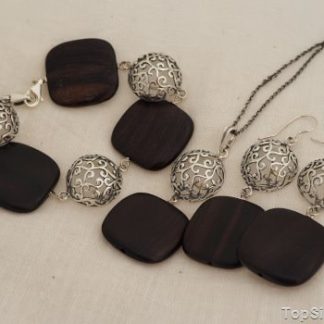 ALKAZAR - srebrny komplet z hebanem