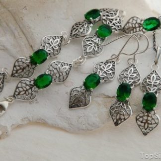 MELISA - srebrny komplet ze szmaragdem