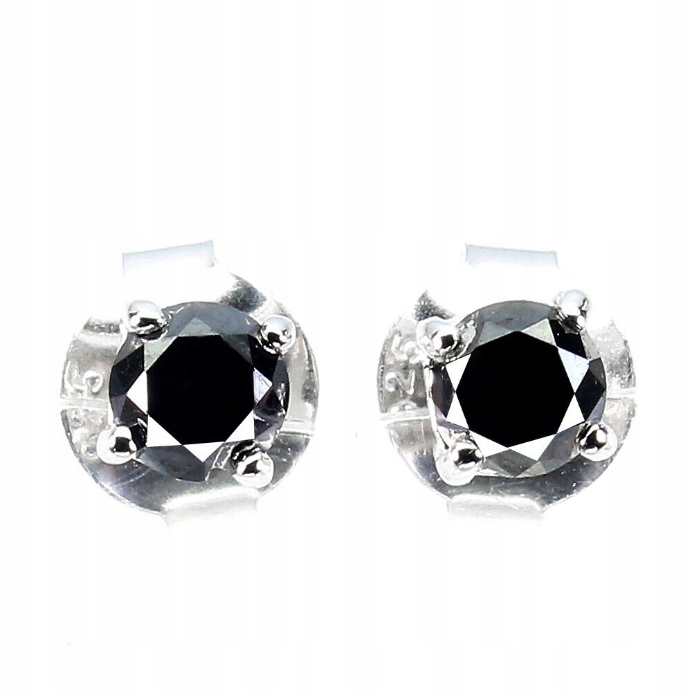 Kolczyki naturalne czarne diamenty 0.66ct srebro 4