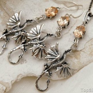 DRAGON  - smoki komplet z topazem złocistym