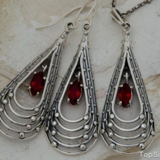 BRUNO - srebrny komplet z rubinem