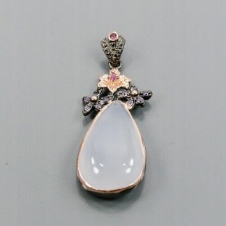 Artystyczny wisiorek granat 22ct chalcedon ametyst