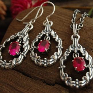ARELLA - srebrny komplet z rubinem