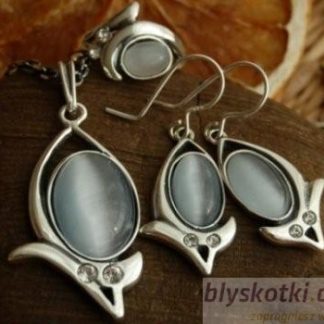 AUCKLAND - srebrny komplet z kocim okiem