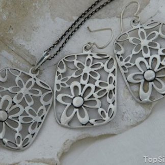 EMILIA - srebrny komplet kwiaty