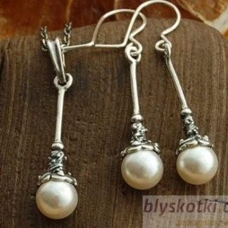 LUPO - srebrny komplet z perłami