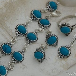 ALLBLUE - srebrny komplet z turkusem