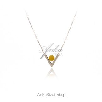 Srebrny  naszyjnik z delikatną przywieszką i kółkiem pozłacanym