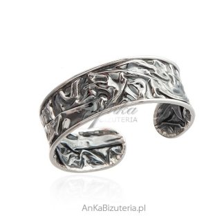 Srebrna bransoletka oksydowana  - biżuteria autorska
