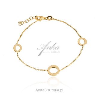 Srebrna bransoletka pozłacana kółeczka
