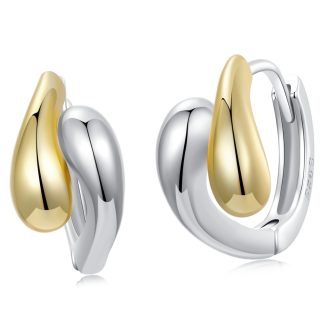 Srebrne kolczyki dwukolorowe łezki koła zatrzaski srebro 925