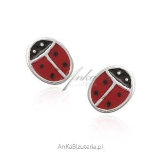 Kolczyki srebrne dziecięce biedronki