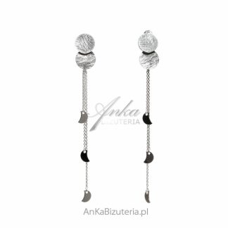 Kolczyki srebrne satynowane -elegancka  kobieca biżuteria