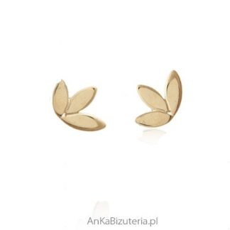 Srebrne kolczyki pozłacane listki