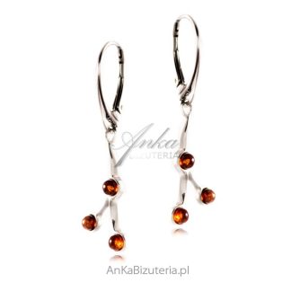 Kolczyki srebrne z bursztynem  konstelacje