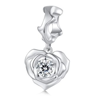 Srebrna zawieszka serce z róży srebro 925 beads koralik