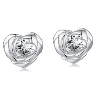 Srebrne kolczyki różyczki serca sztyfty srebro 925