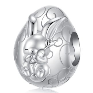 Srebrny charms wielkanocny króliczek w jajku beads srebro 925