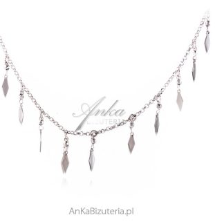 Srebrny naszyjnik choker z przywieszkami w romby