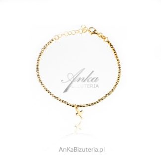 Bransoletka srebrna pozłacana z krzyżykiem