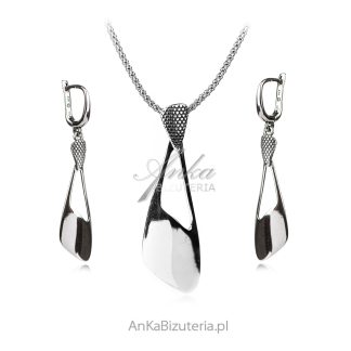 Komplet biżuteria srebrna oksydowana