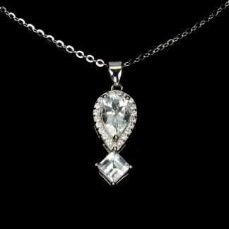 Delikatny srebrny naszyjnik naturalne akwamaryny cyrkonie