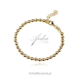 Bransoletka srebrna pozłacana kuleczki 0,5 cm