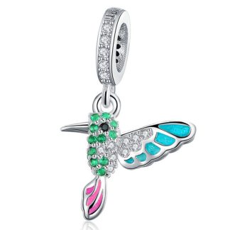 Srebrny charms kryształowy koliber zawieszka beads srebro 925