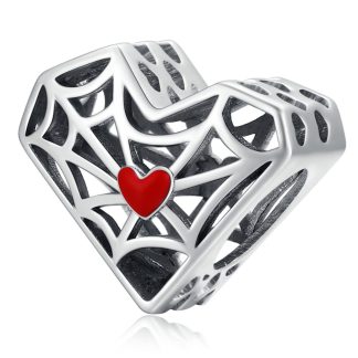 Srebrny charms pajęcze serce beads srebro 925