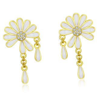 Srebrne kolczyki pozłacane stokrotki sztyfty srebro 925