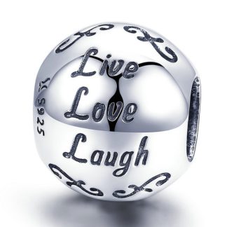 Srebrny charms kula ,,Live, Love, Laugh" beads srebro 925 koralik