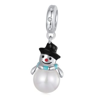 Srebrny charms bałwanek z perełki zawieszka beads srebro 925