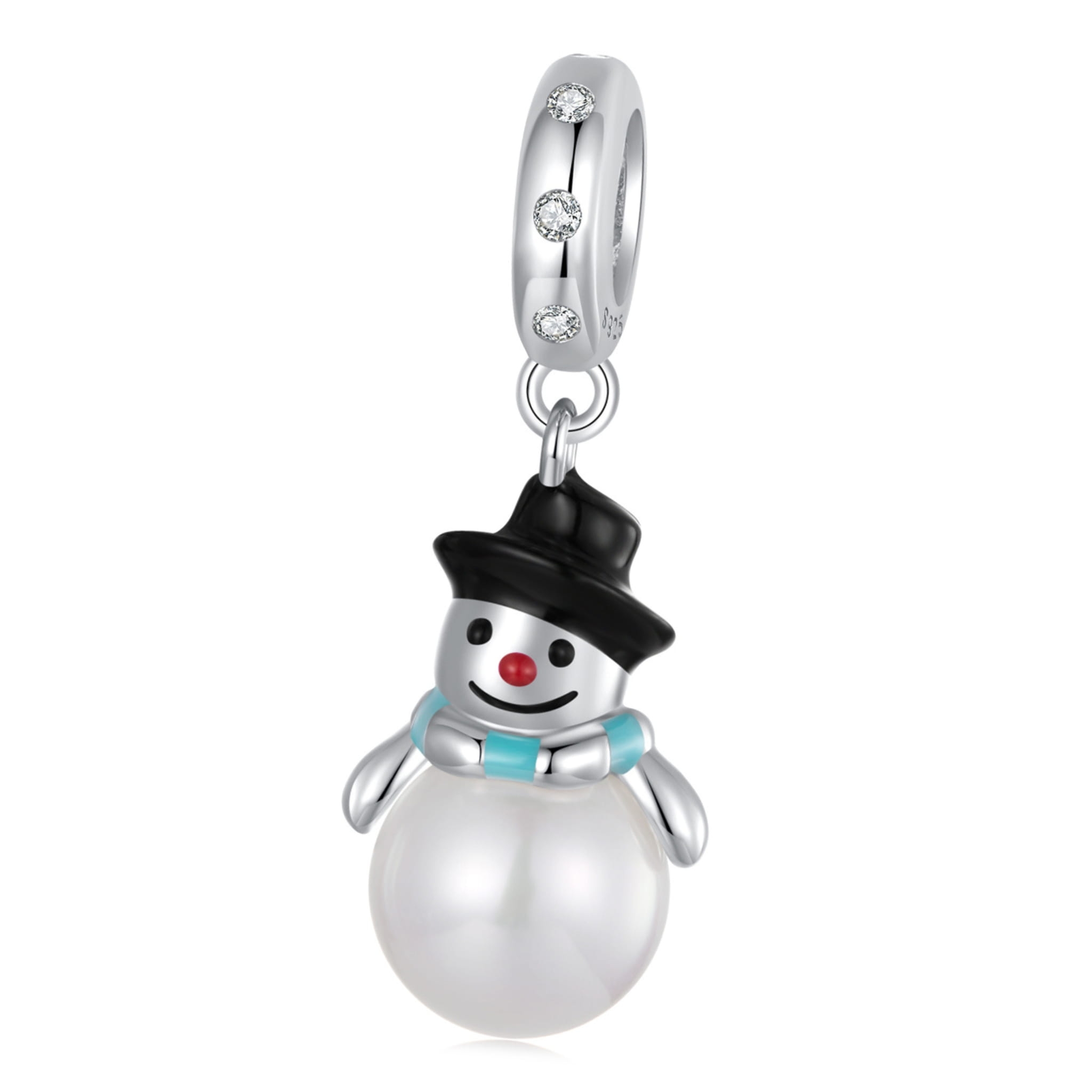 Srebrny charms bałwanek z perełki zawieszka beads srebro 925