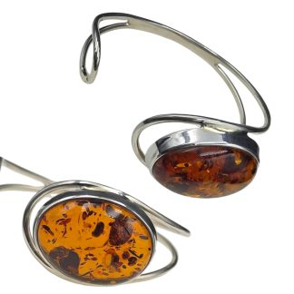 Bransoletka srebrna z koniakowym bursztynem