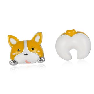 Srebrne kolczyki urocze pieski Corgi sztyfty srebro 925