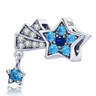 Srebrny charms spadająca kryształowa gwiazdka beads srebro 925 koralik