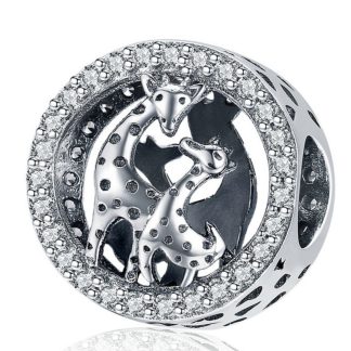 Srebrny charms dwie urocze żyrafy beads srebro 925 koralik