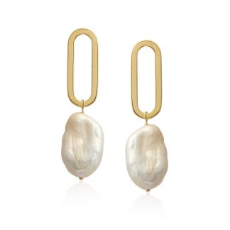 Kolczyki srebrne pozłacane z barokową perłą pearl sculpt