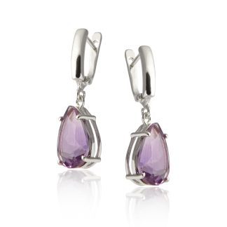 Kolczyki srebrne z ametystem fasetowanym - violet drop