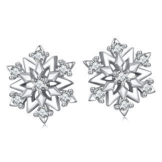 Srebrne kolczyki delikatne płatki śniegu z kryształów sztyfty srebro 925