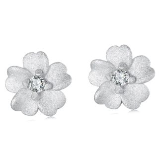 Srebrne kolczyki brokatowe kwiatki sztyfty srebro 925