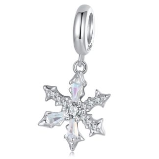 Srebrny charms opalizująca śnieżynka zawieszka beads srebro 925