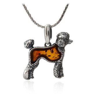 Zawieszka srebrna z bursztynem pudel