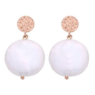 Kolczyki z różowego złota z dużymi płaskimi perłami