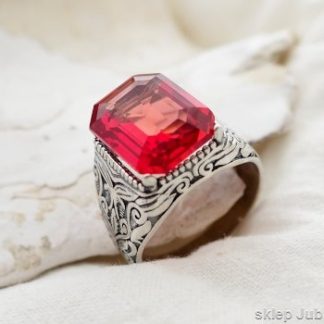 GENTLEMAN naturalny granat 13.30ct srebrny sygnet