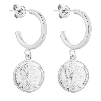 Srebrne półkola M z monetami