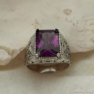 GENTLEMAN srebrny sygnet z ametystem
