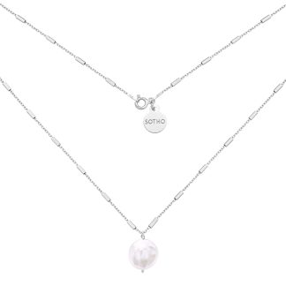 Srebrny naszyjnik z naturalną perłą : Długość - 40 cm