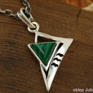 TANGLE - srebrny wisiorek z malchitem